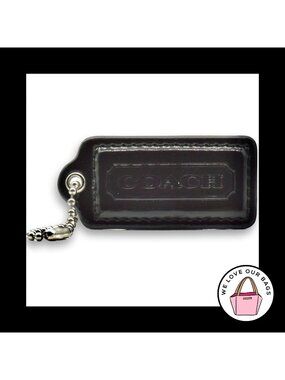 COACH HANG TAG 2.5" Bag Charm Keychain Fob Mahogany Brown Patent Leather Large